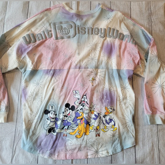 Disney Women's •Size Large• Spirit Jersey Pastel tie dye character top - Picture 1 of 10